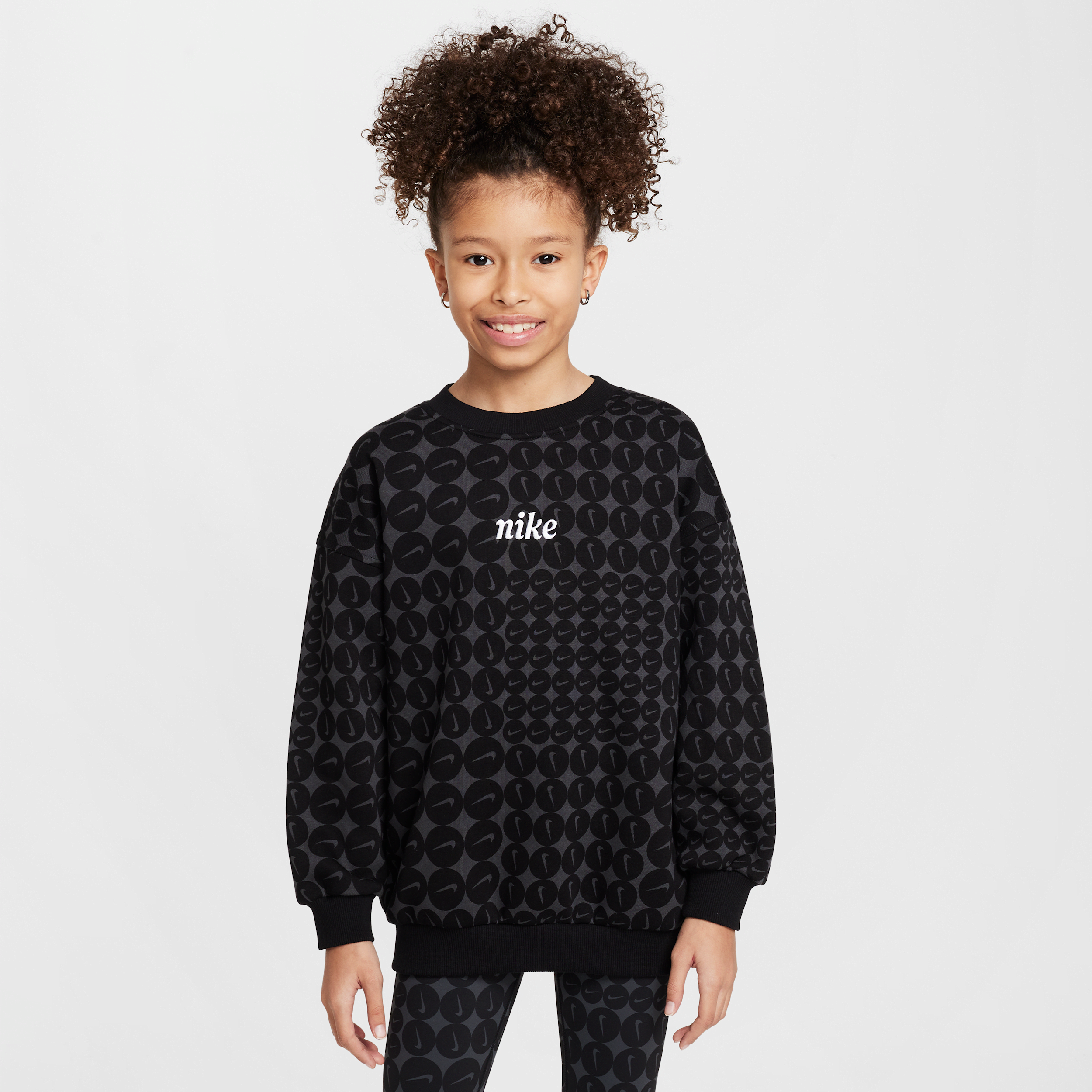 Nike Sportswear Club Fleece oversized sweatshirt met ronde hals voor meisjes - Zwart