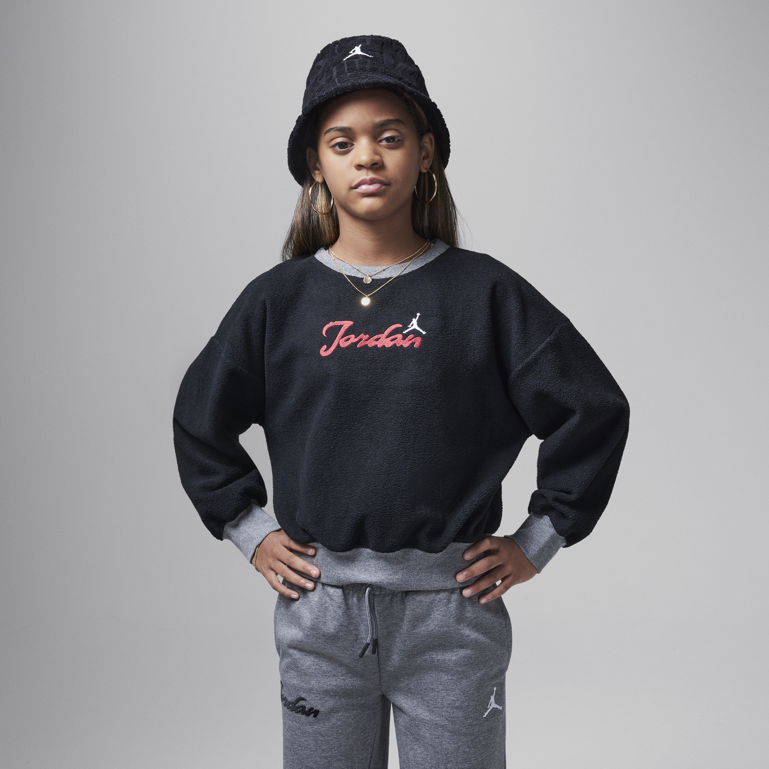 Jordan Meta-Enchantment warm shirt met ronde hals voor kids - Zwart