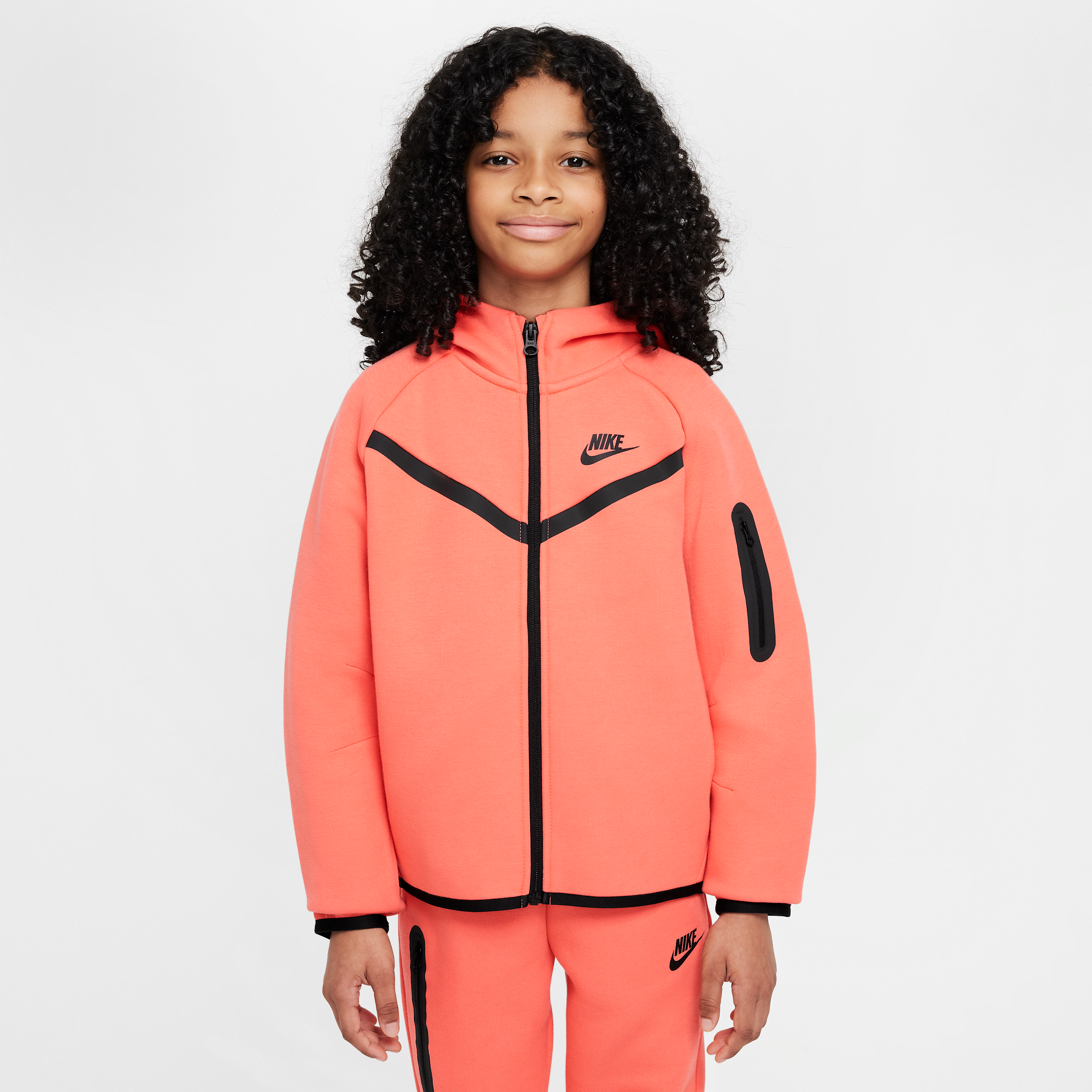 Nike Sportswear Tech Fleece Hoodie met rits over de hele lengte voor meisjes - Oranje