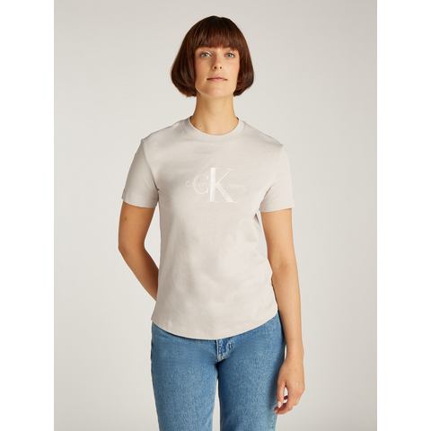 Calvin Klein Shirt met ronde hals GLOSSY MONOLOGO REGULAR TEE