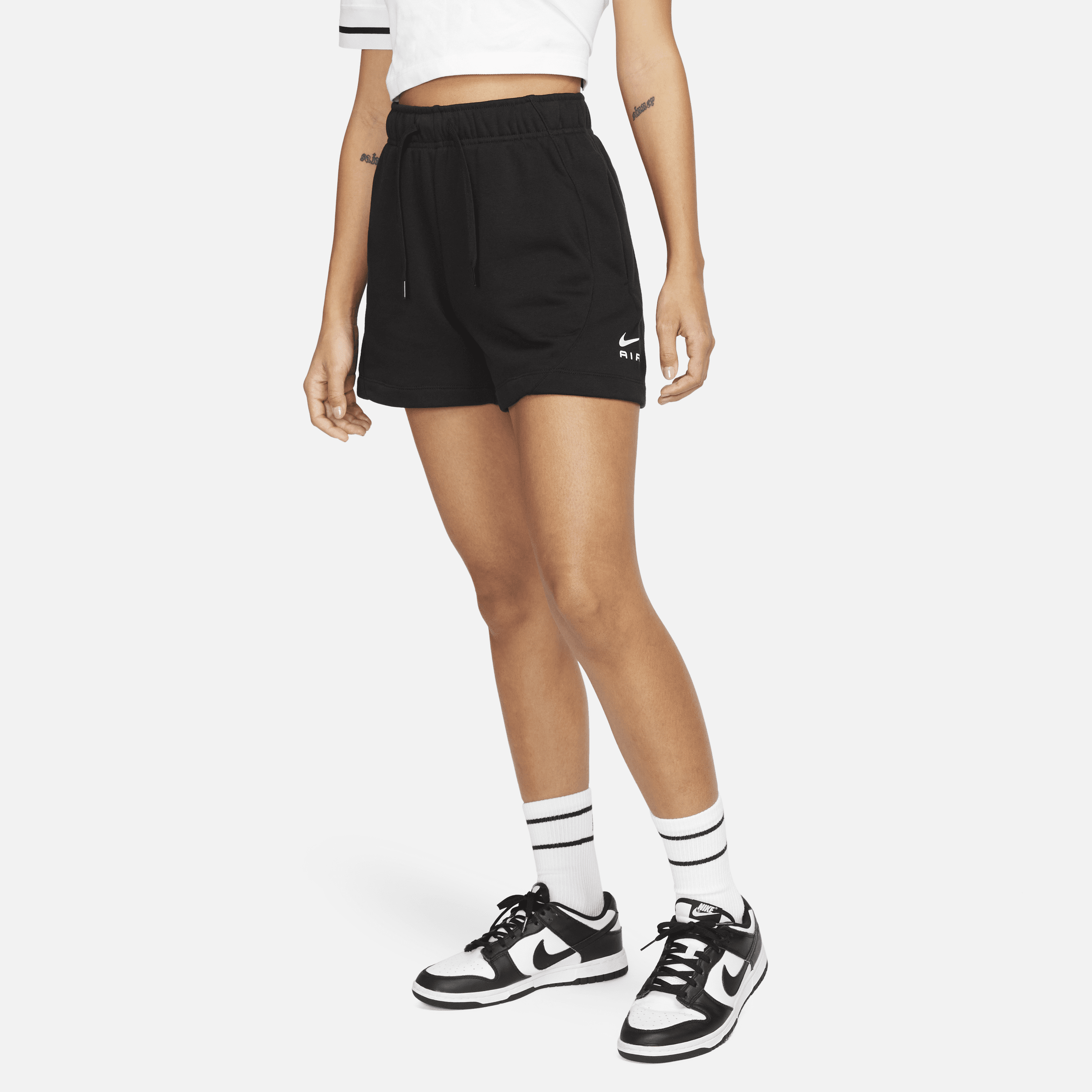 Nike Air Fleeceshorts met halfhoge taille voor dames - Zwart