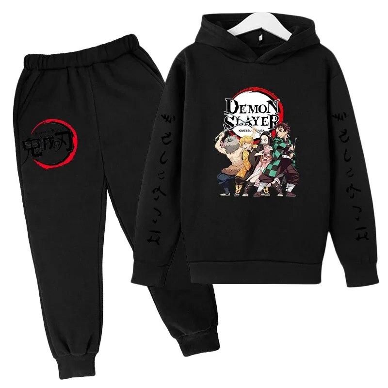 Xuhaijian02 Demon Killer Anime Sweatshirt voor kinderen, Tanjiro en Nezuko, Koreaans kindersweatshirt K-Pop Street Style, Damesstraatset 150