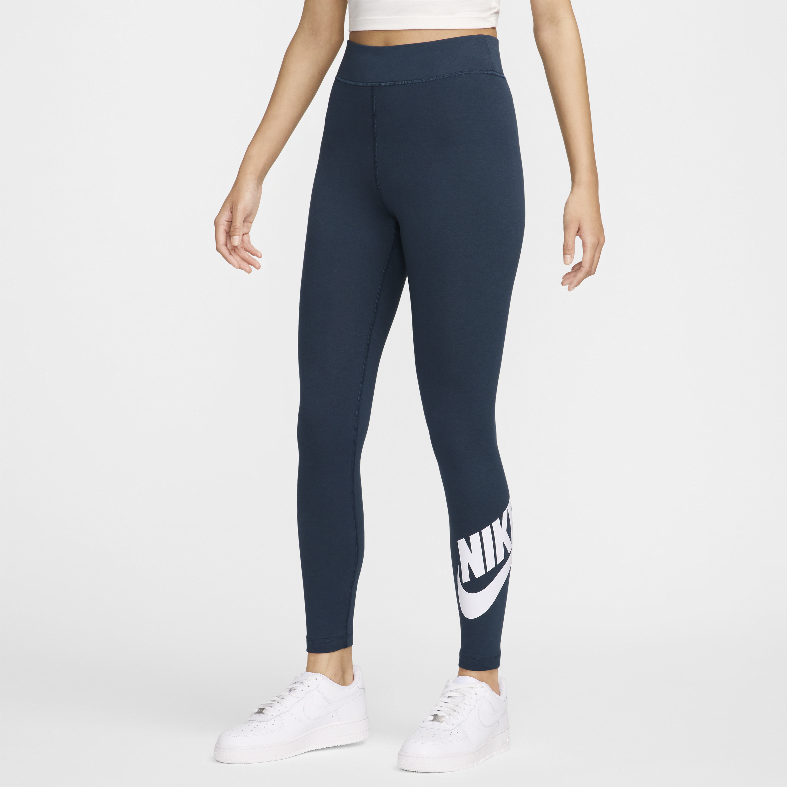 Nike Sportswear Classics legging met hoge taille en graphic voor dames - Blauw