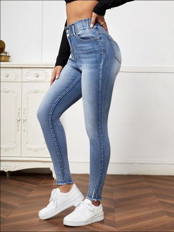 Omena Gescheurde jeans met hoge stretch voor dames S blauw