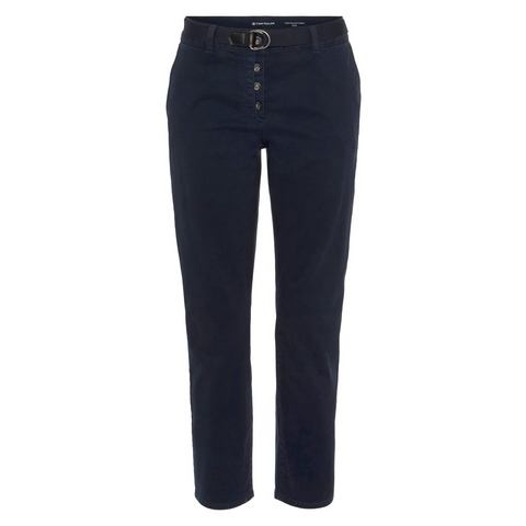 Tom Tailor 7/8-broek met riem en half verborgen knoopsluiting (set, 2-delig, Inclusief ceintuur)