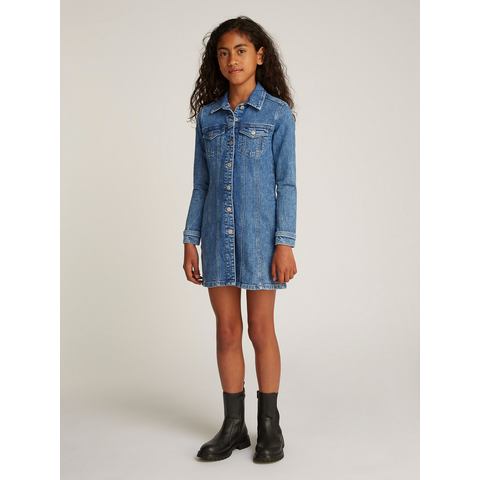 Tommy Hilfiger Jeans jurk DENIM DRESS LS met borstzakken, in blauwe wassing