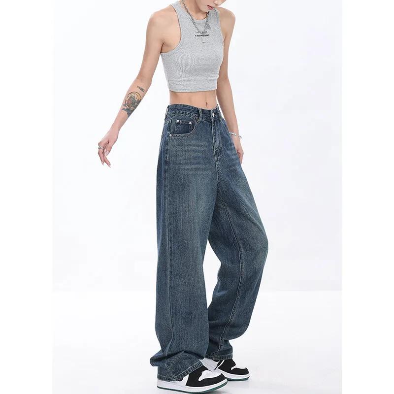 Black Strawberry Cloth Vrouwen Vintage Baggy Blue Jeans Hoge Taille Denim Broek 2000s Y2k Harajuku Fashion 90s Esthetische Brede Broek Trashy Kleding 2024 S blauw