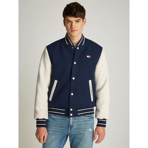 TOMMY JEANS Bomberjack TJM WOOL BLEND VARSITY JKT EXT met colorblock-ontwerp, logoborduring