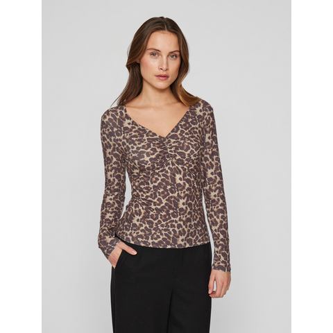 Vila Shirt met V-hals VILEOA V-NECK L/S TOP - NOOS