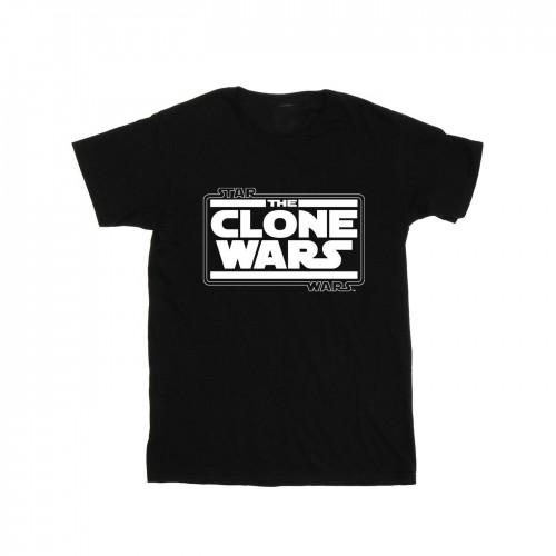 Star Wars Girls Clone Wars Logo Cotton T-Shirt 12-13 zwart