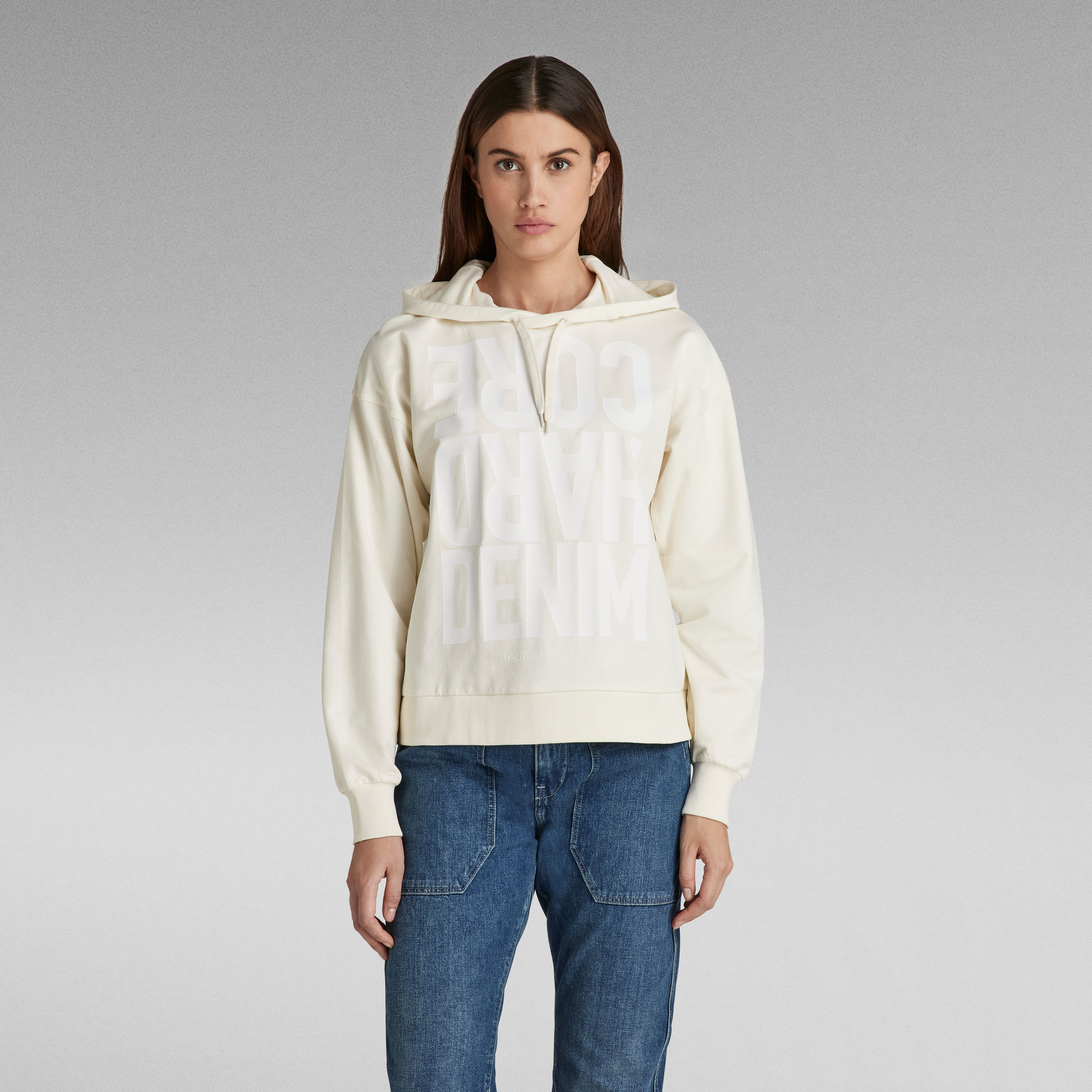 G-Star RAW Hard Core Denim Loose Hoodie - Wit - Dames