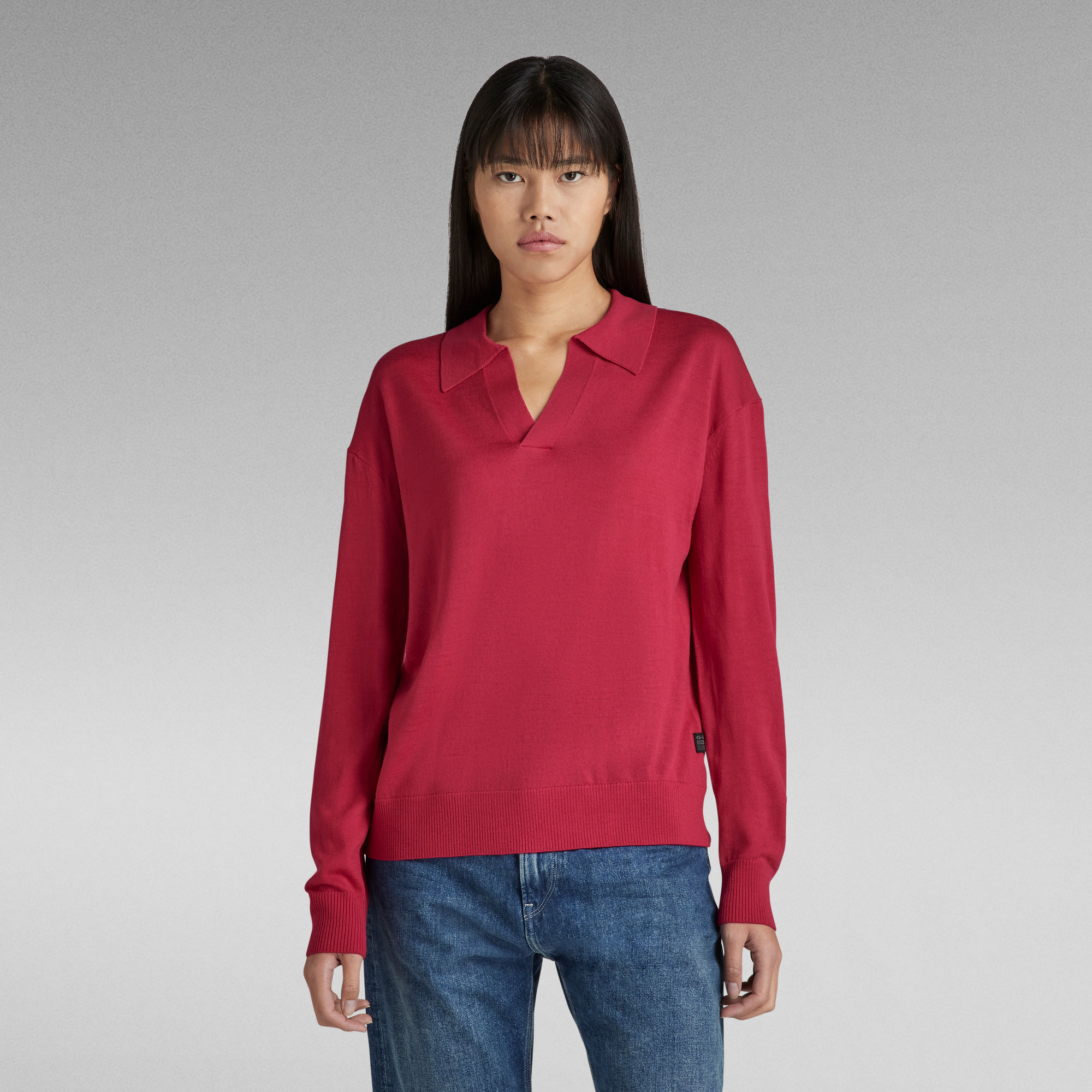 G-Star RAW Gebreide Polo - Rood - Dames