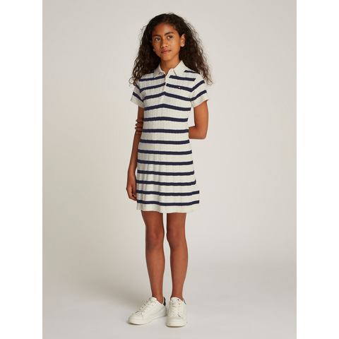 Tommy Hilfiger Gebreide jurk SWEATER DRESS SS met streeppatroon, met kabelpatroon