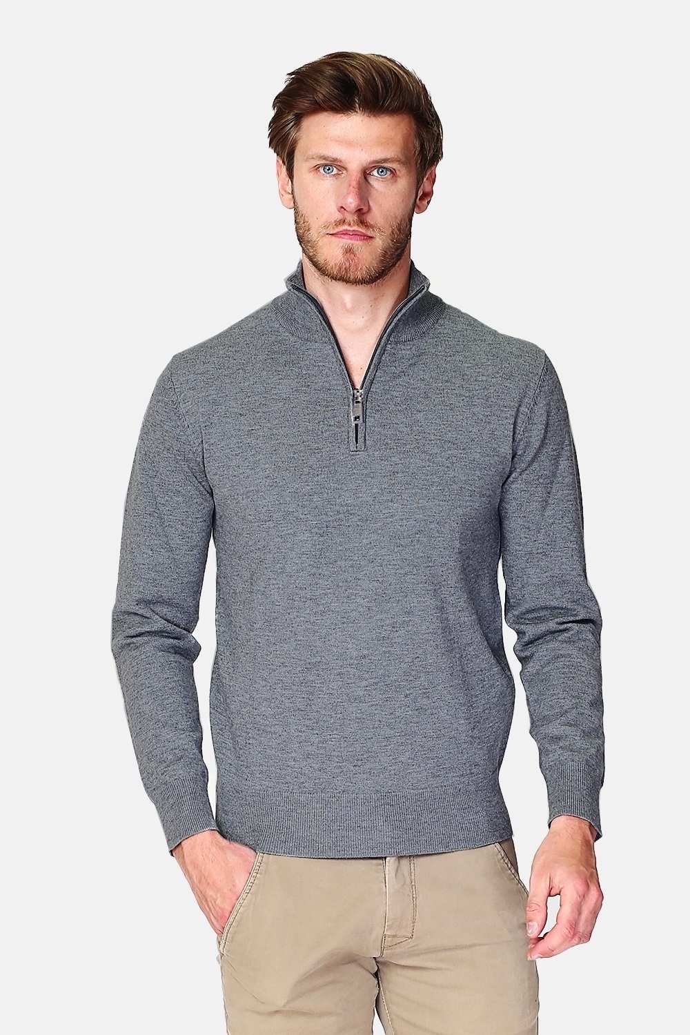 William de Faye Short zip dark gray