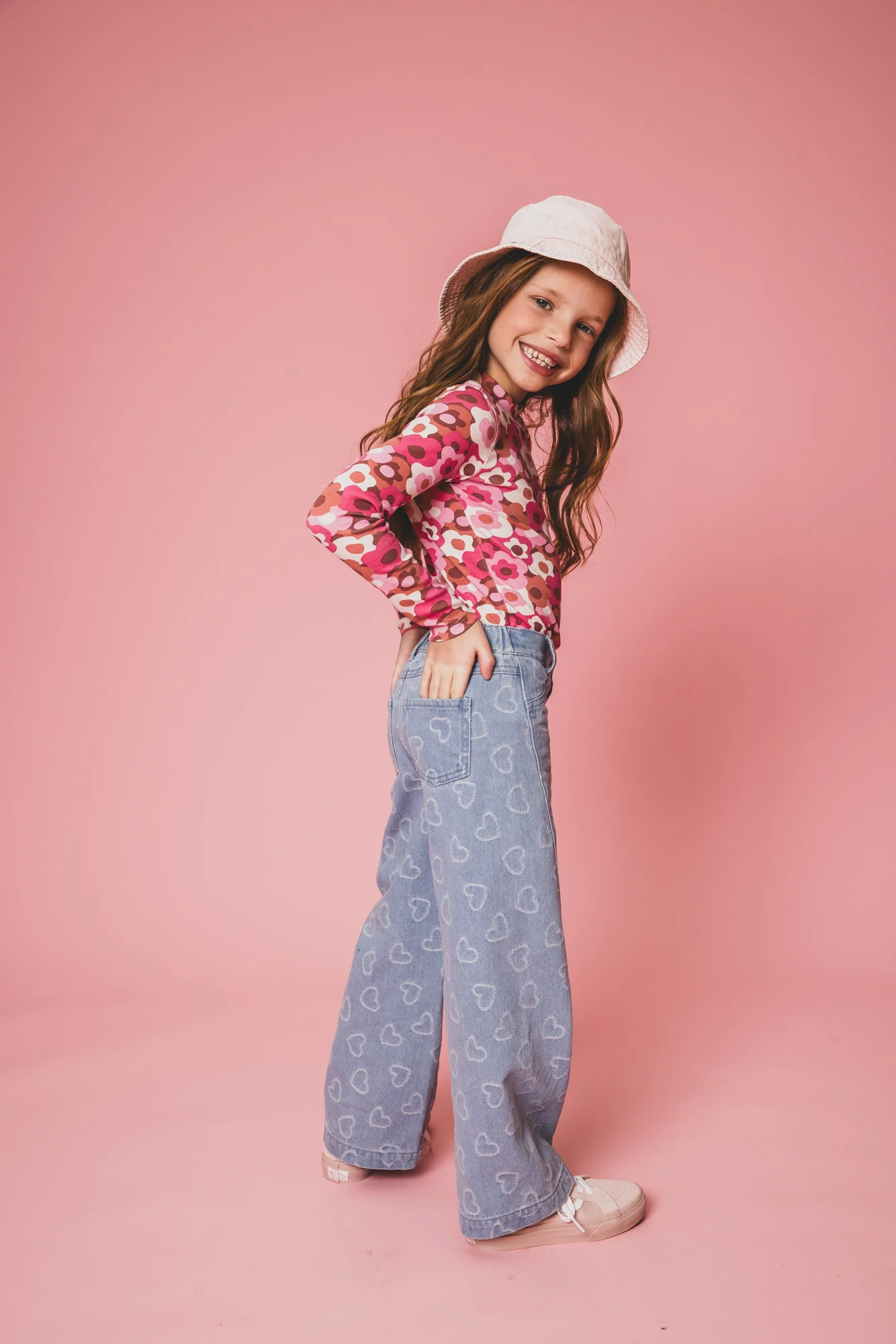 Looxs Revolution Denim wide leg hearts voor meisjes in de kleur