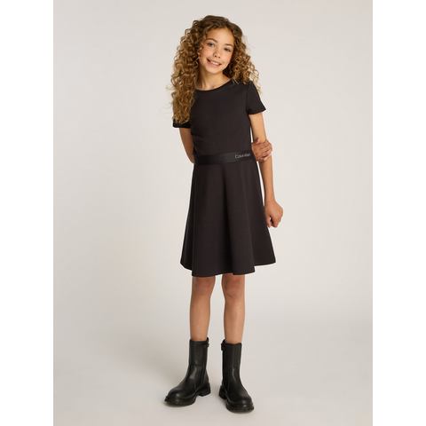 Calvin Klein Jurk in a-lijn LOGO TAPE SS PUNTO DRESS voor kinderen tot 16 jaar met logo-opdruk