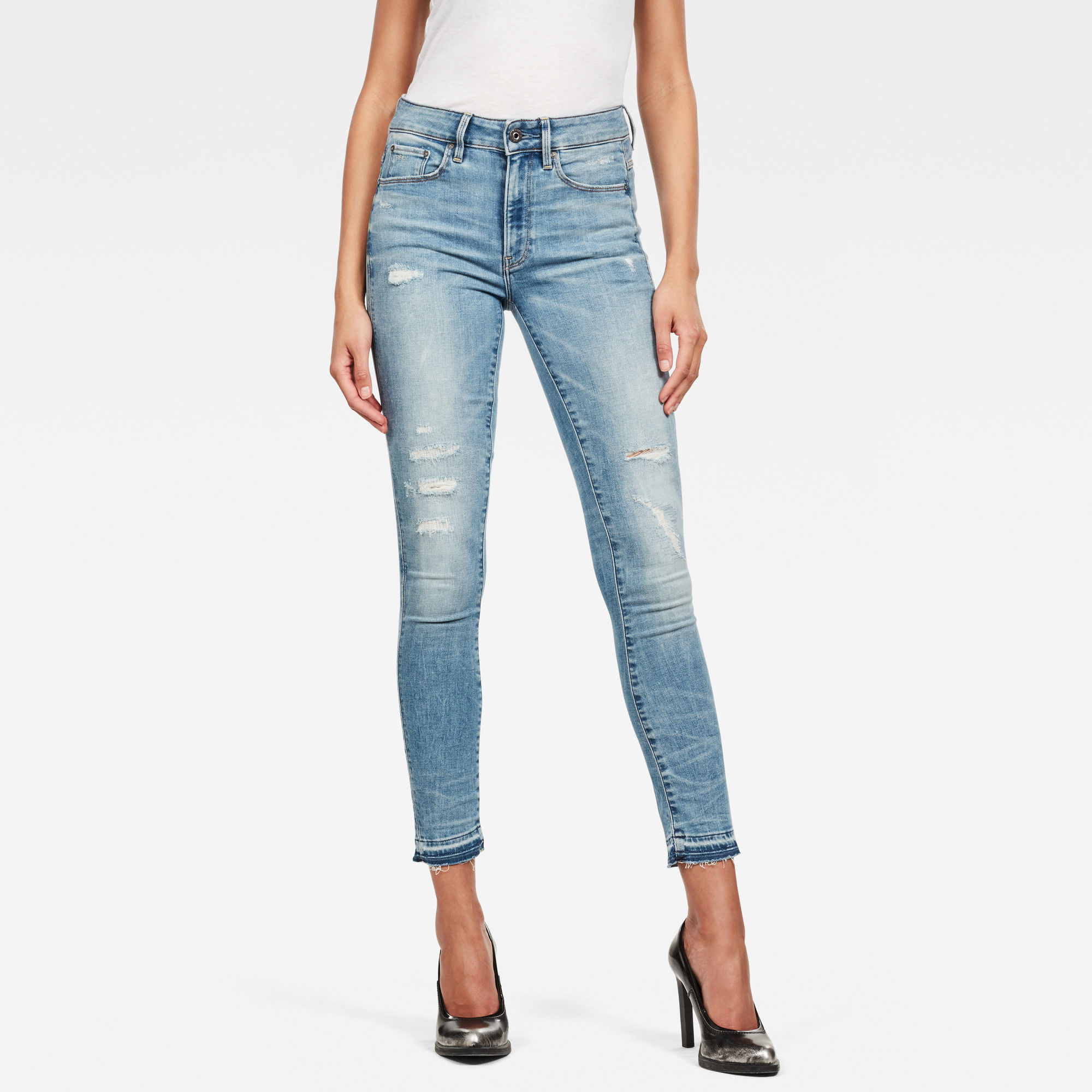 G-Star RAW 3301 High Skinny Ripped Edge Ankle Jeans - Lichtblauw - Dames