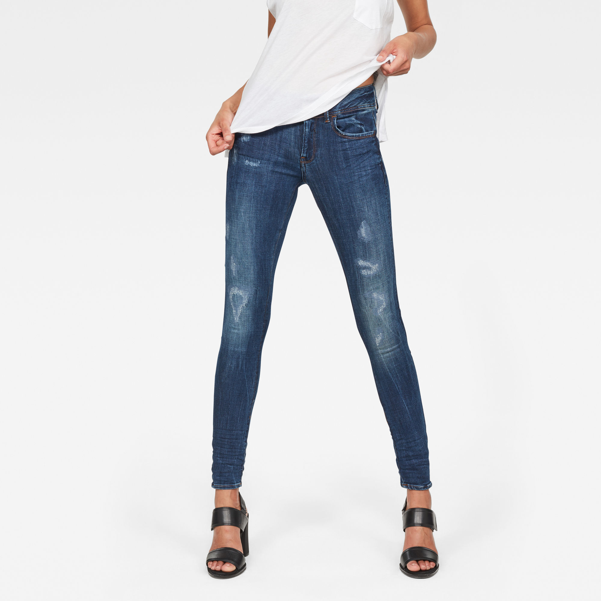 G-Star RAW Lynn D-Mid-Waist Super Skinny Jeans - Donkerblauw - Dames