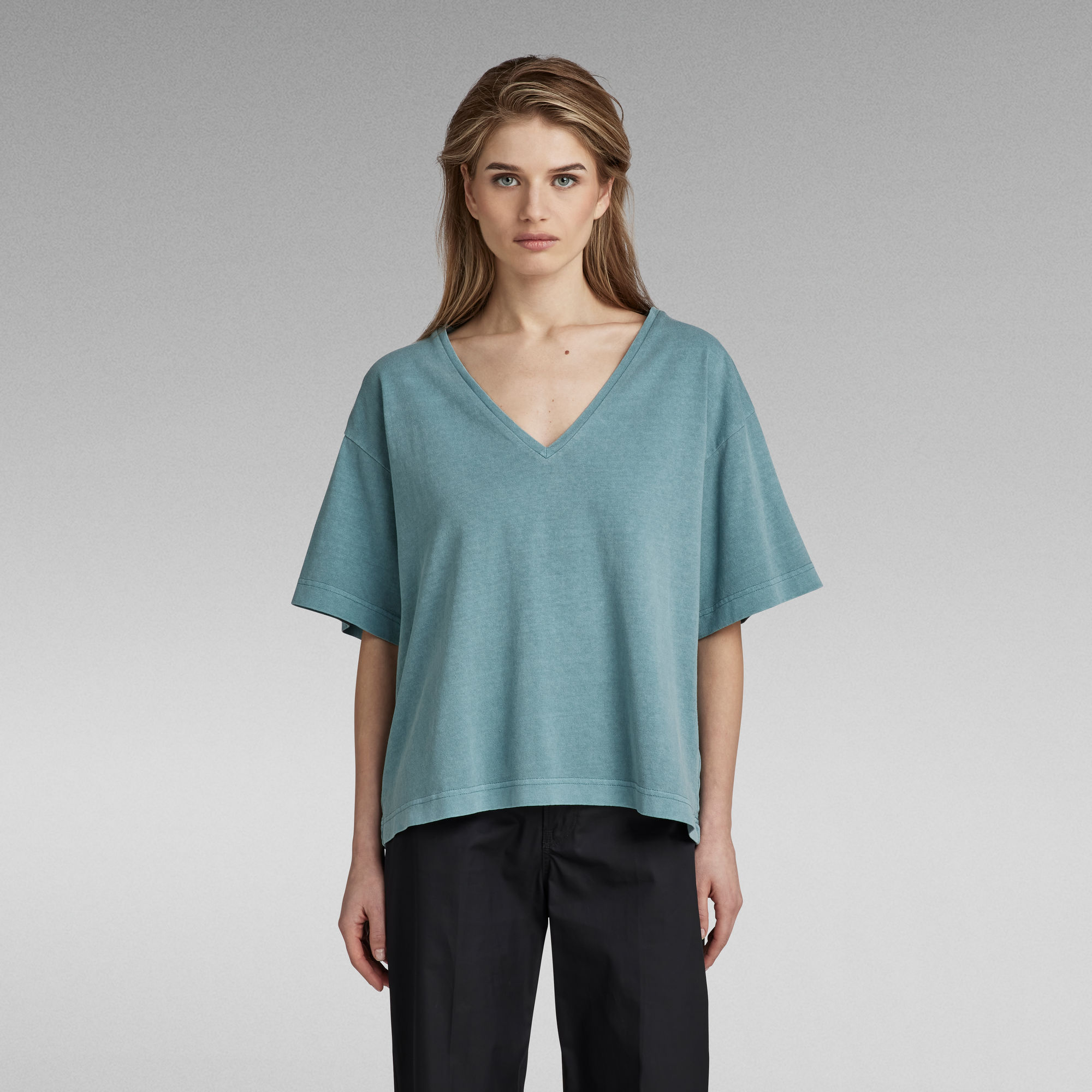 G-Star RAW Overdyed Diepe V-Hals Loose T-Shirt - Groen - Dames