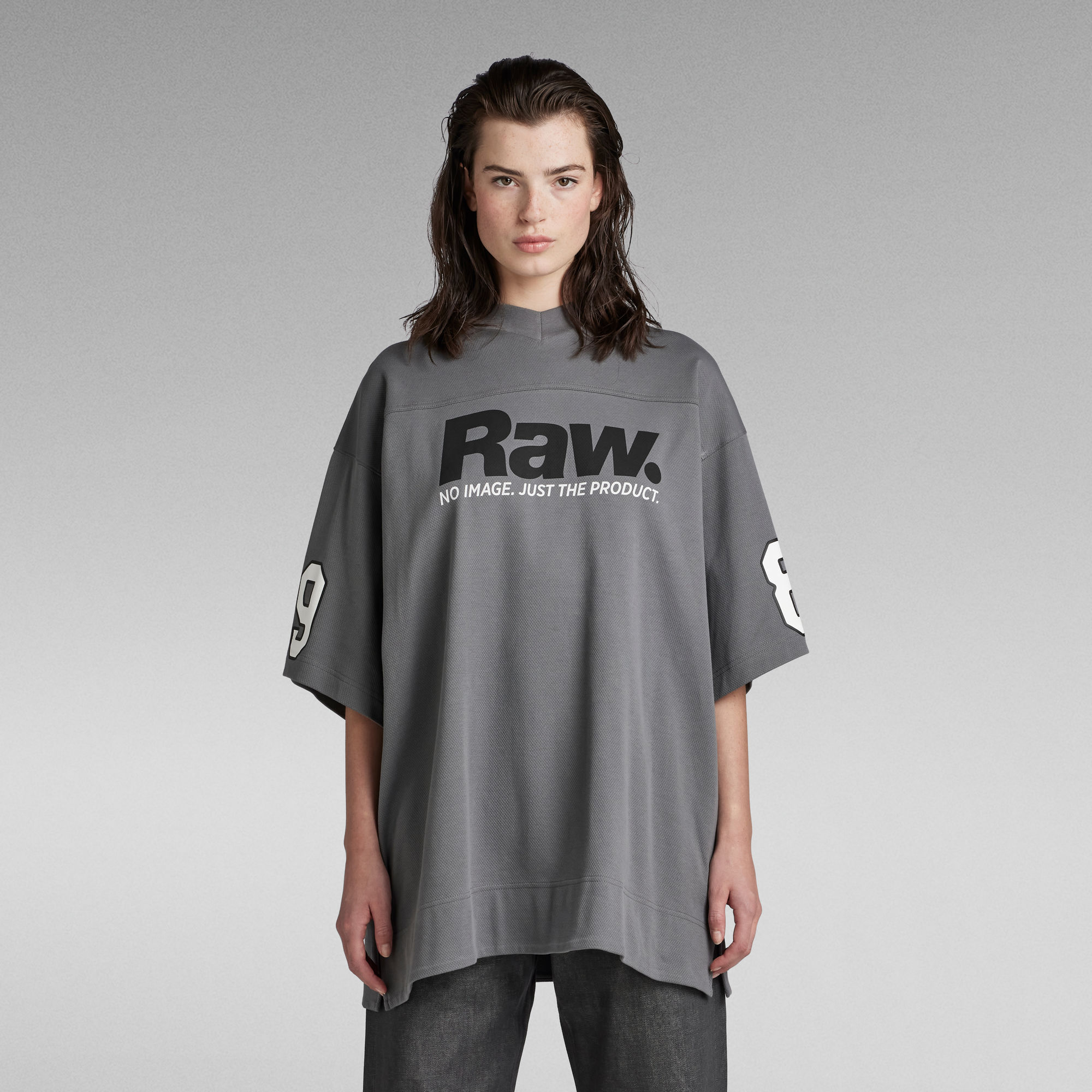 G-Star RAW V-Hals T-Shirt 5XL RAW. Tight Mock - Grijs - Dames