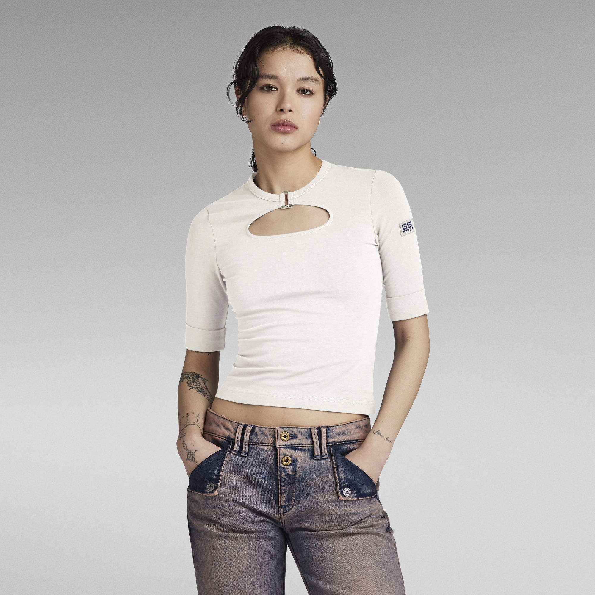 G-Star RAW Y2K T-Shirt Square Ring - Wit - Dames