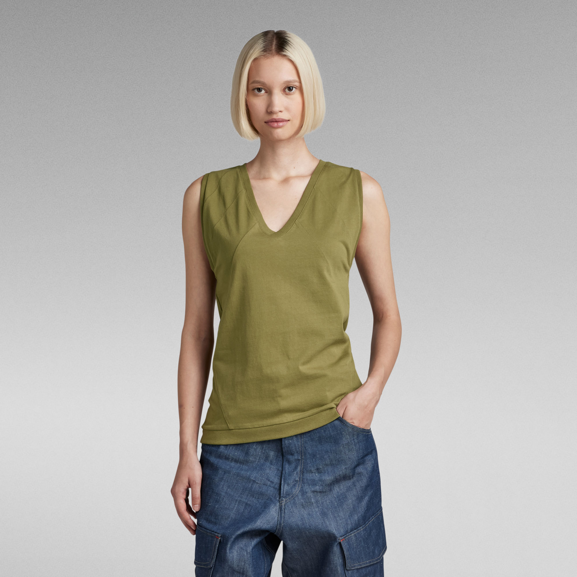 G-Star RAW V-Hals Top Cut & Sewn - Groen - Dames