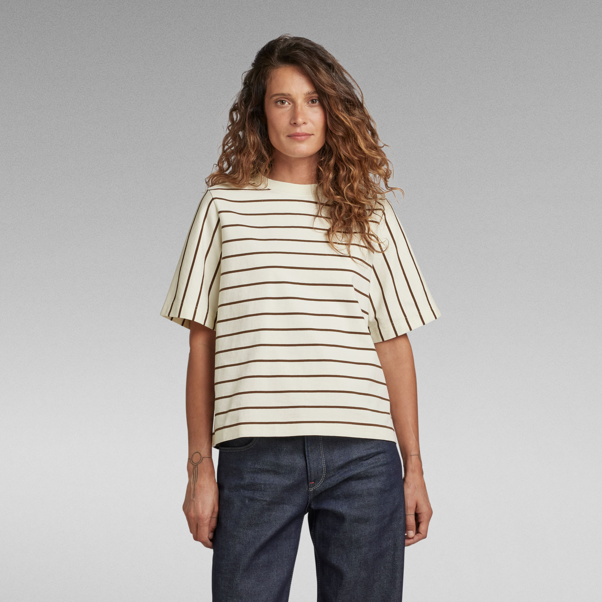 G-Star RAW Boxy Top Heavyweight Stripe - Meerkleurig - Dames