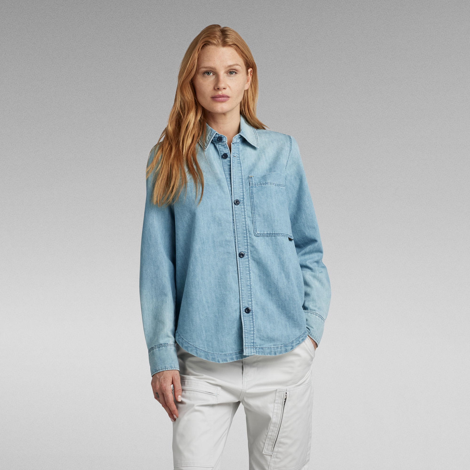 G-Star RAW Premium 1-Pocket Shirt - Lichtblauw - Dames