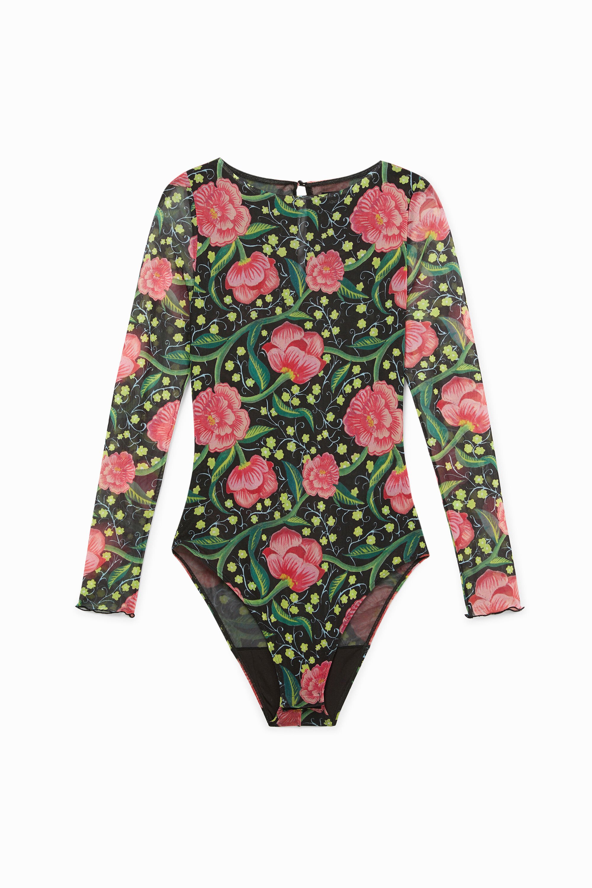 Desigual Gebloemde body - BLACK