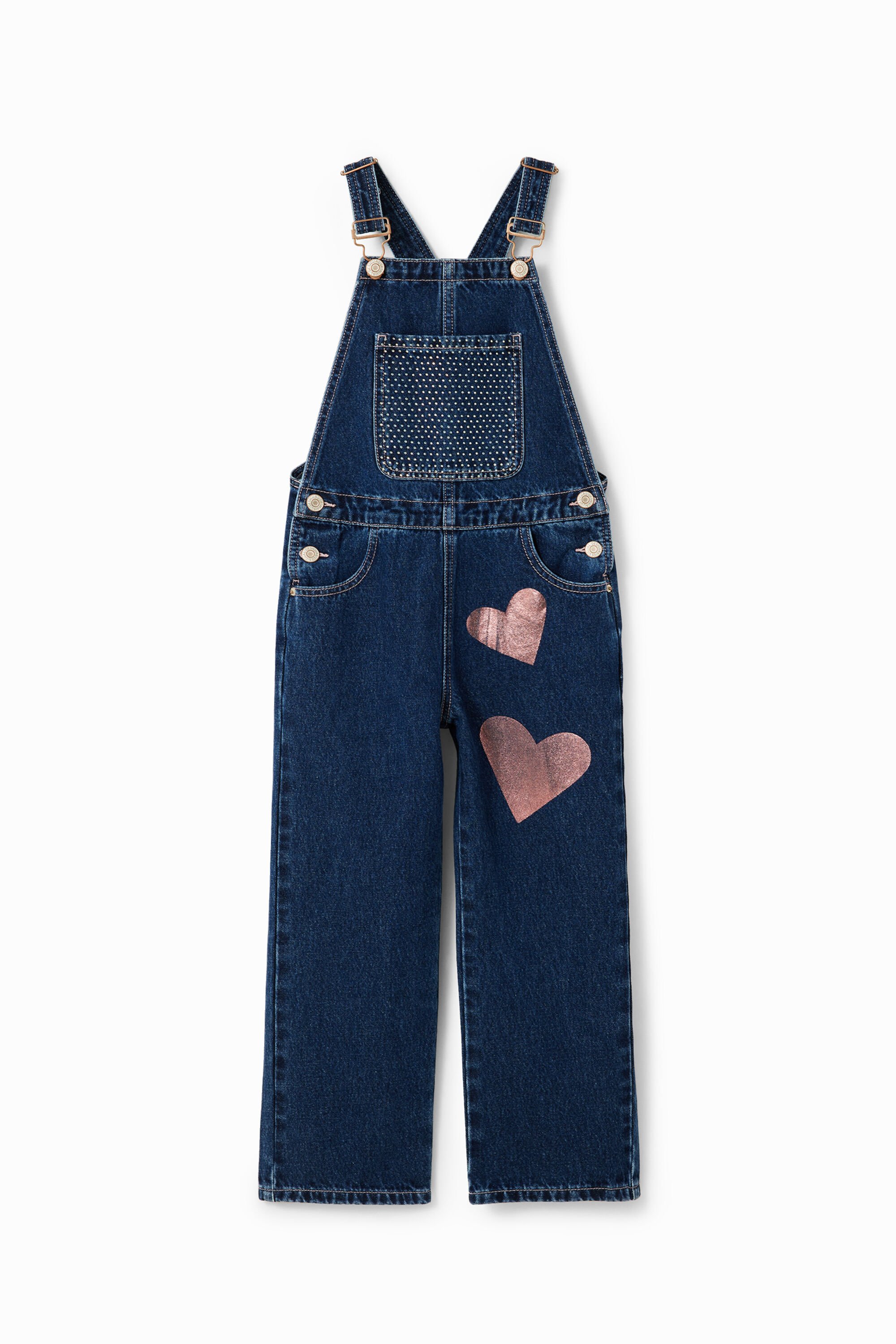 Desigual Denim tuinbroek met harten - BLUE