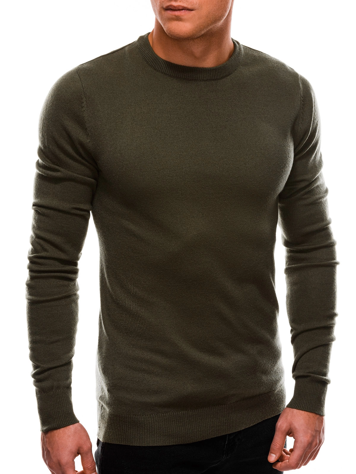 Edoti Sweater heren basic italian olive ed0100dg