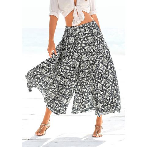 Lascana Broekrok met all-over print, culotte stijl, extra wijde pijpen