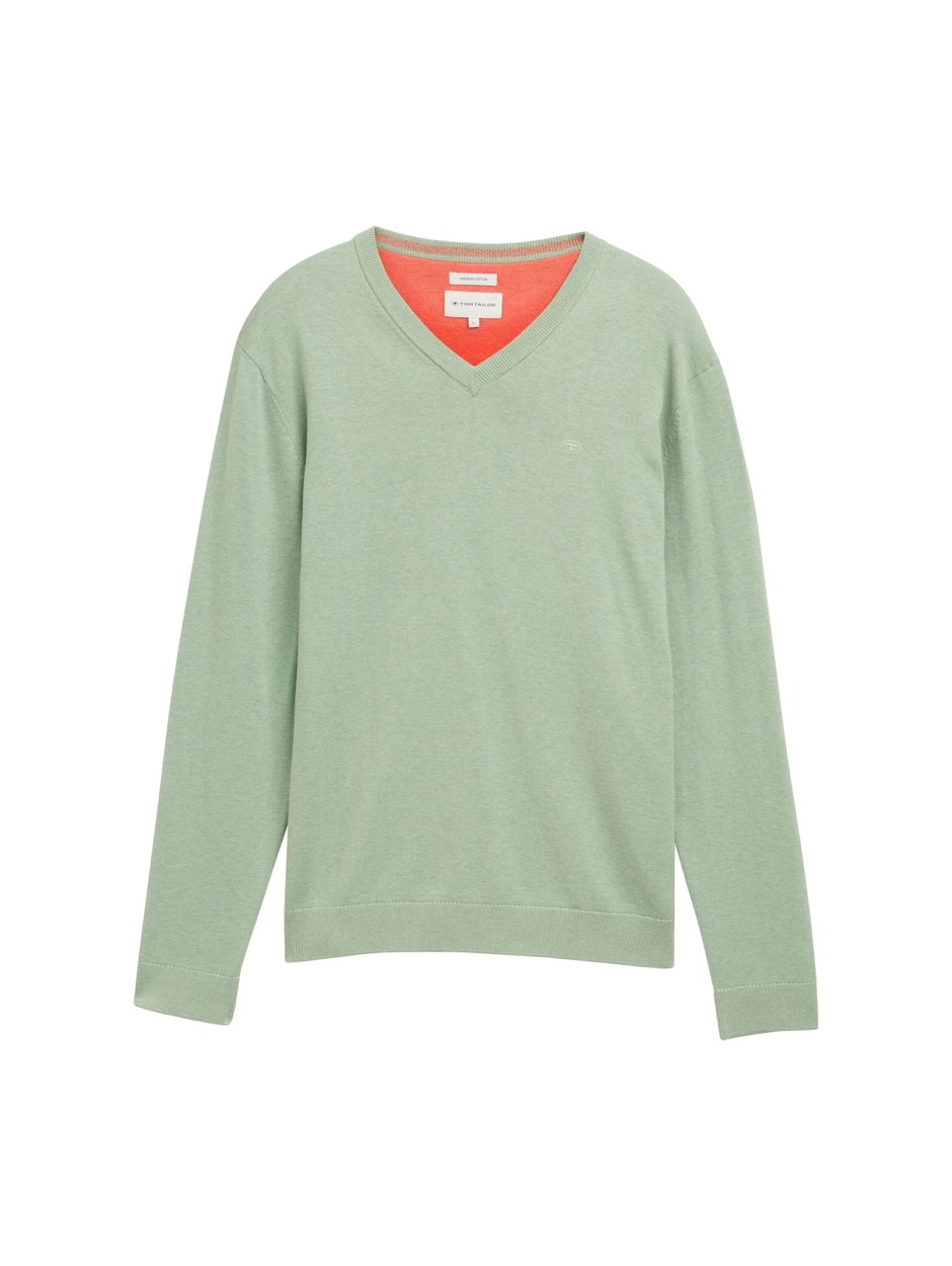 Tom Tailor V-neck stucture neck mint