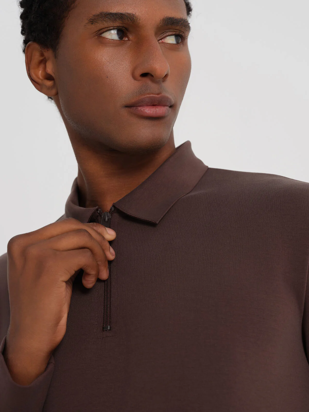 Dadado Bambu polo longsleeve zipper