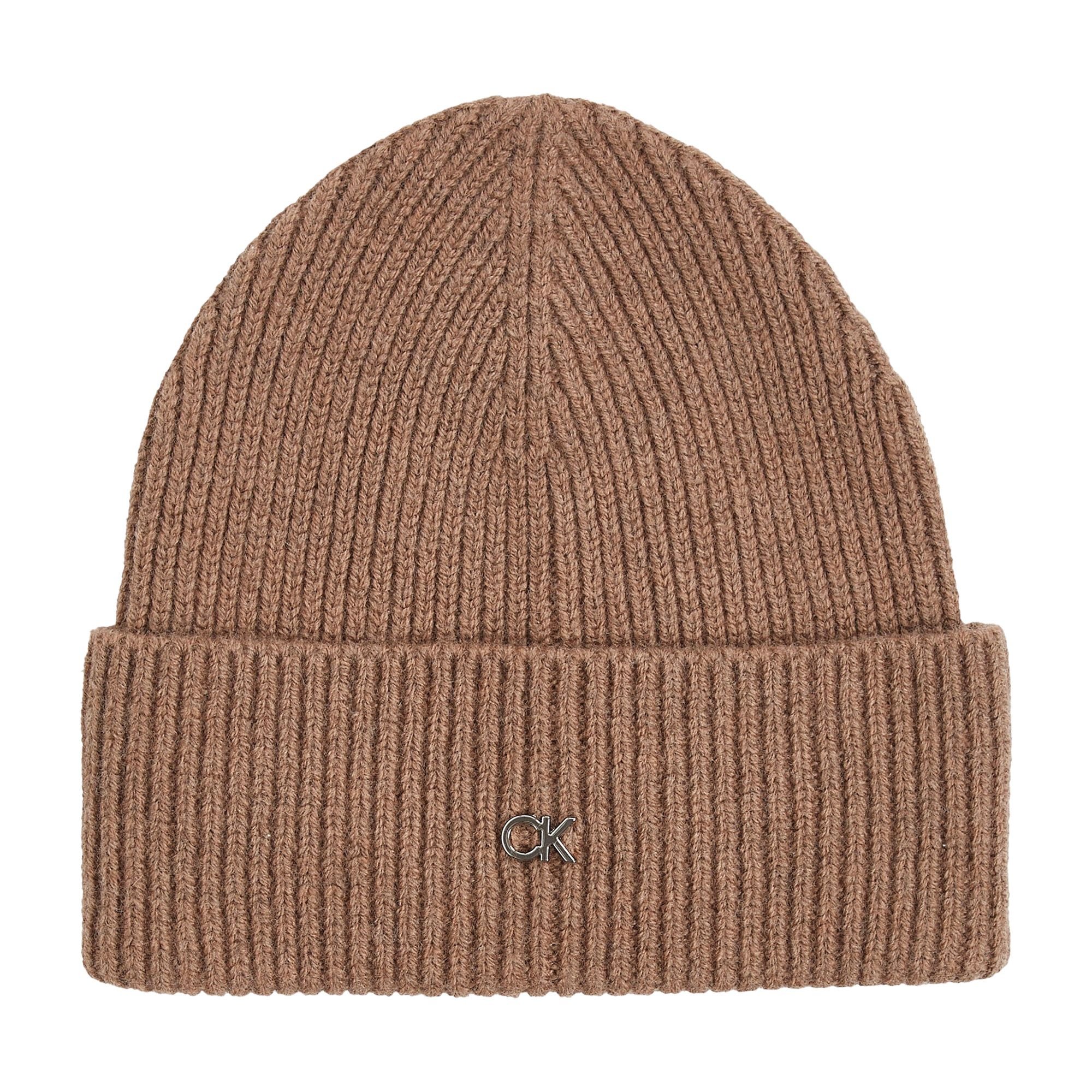 Calvin Klein Chunky Rib CK Metal Beanie Dames