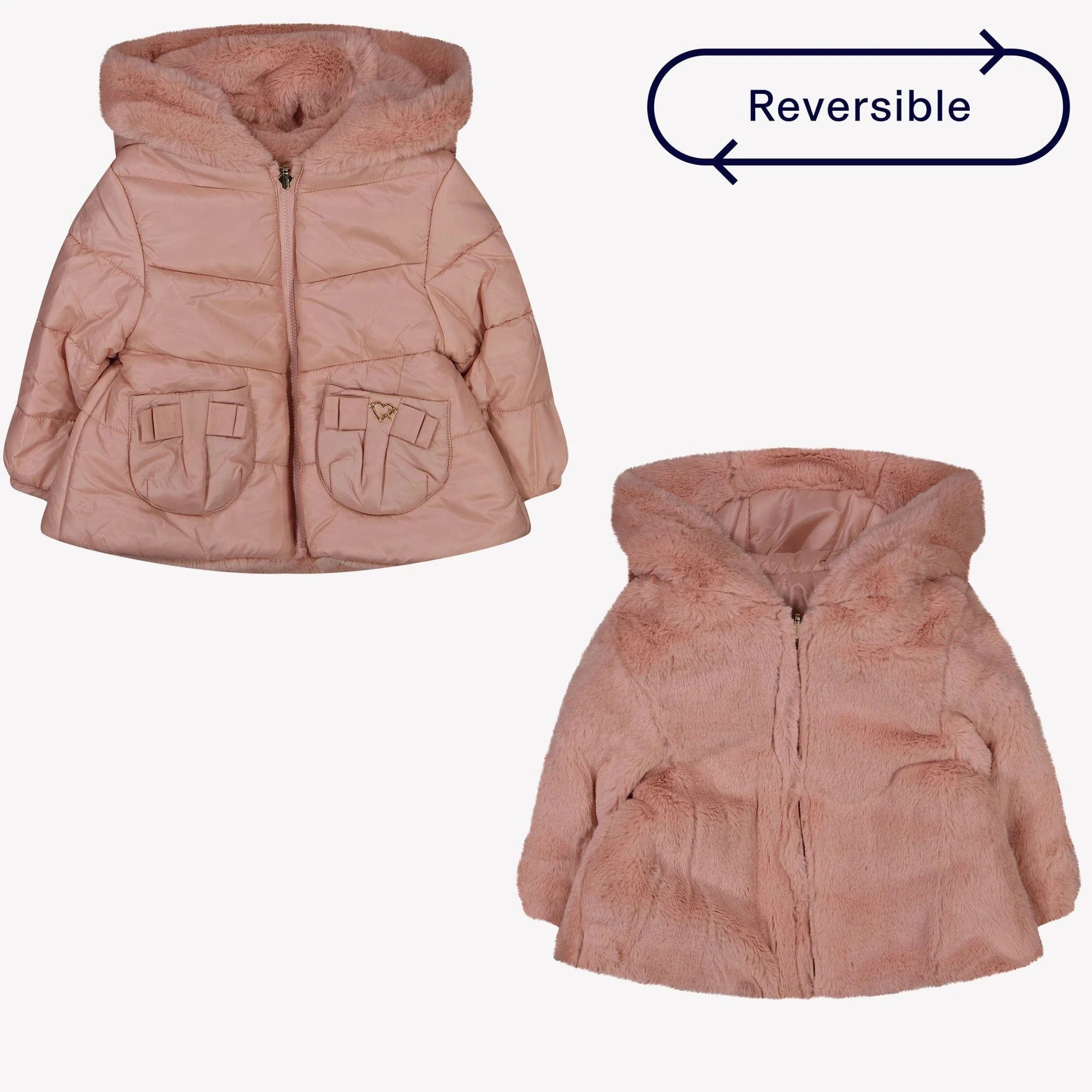 Mayoral Baby meisjes winterjas reversible roze