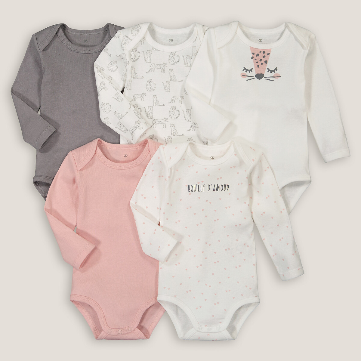 LA REDOUTE COLLECTIONS Set van 5 rompers met lange mouwen