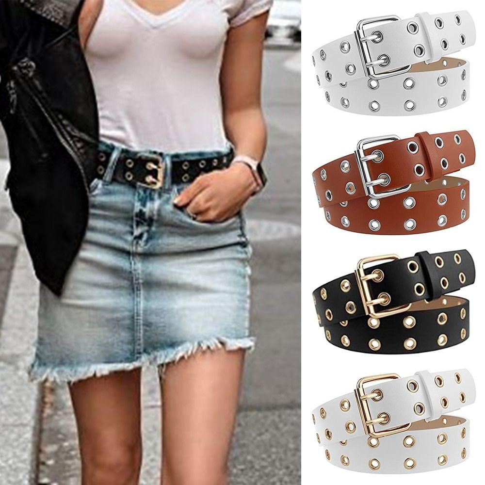 Xijie Kledingaccessoires Cumberbanden Verstelbare riemen Goth-tailleband Jeansgordels Punk-tailleriem 100cm bruin/zilver