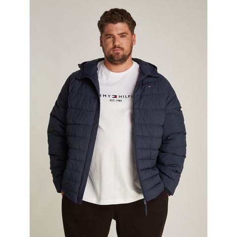 Tommy Hilfiger Gewatteerde jas BT-MIX QUILT HOODED JACKET-B in grote maten, logoborduring