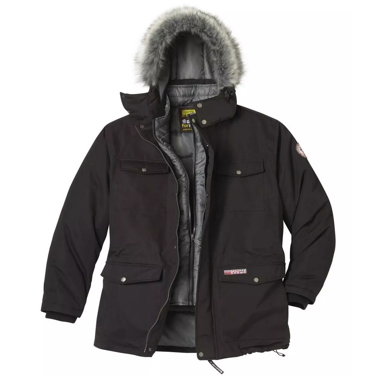 Atlas For Men Waterafstotende parka met capuchon van imitatiebont voor heren