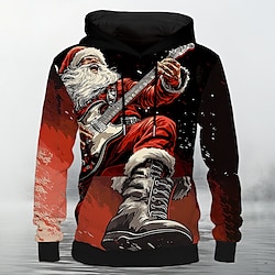 Light in the box Voor heren Kerstman Trui met capuchon Hoodies Sweatshirt Trui met capuchon Lange mouw Sweatshirt met capuchon Capuchon Modieus 3D-afdrukken Kerstmis Reizen Festival Rood Zak 3D-afdrukken Herfst Winter