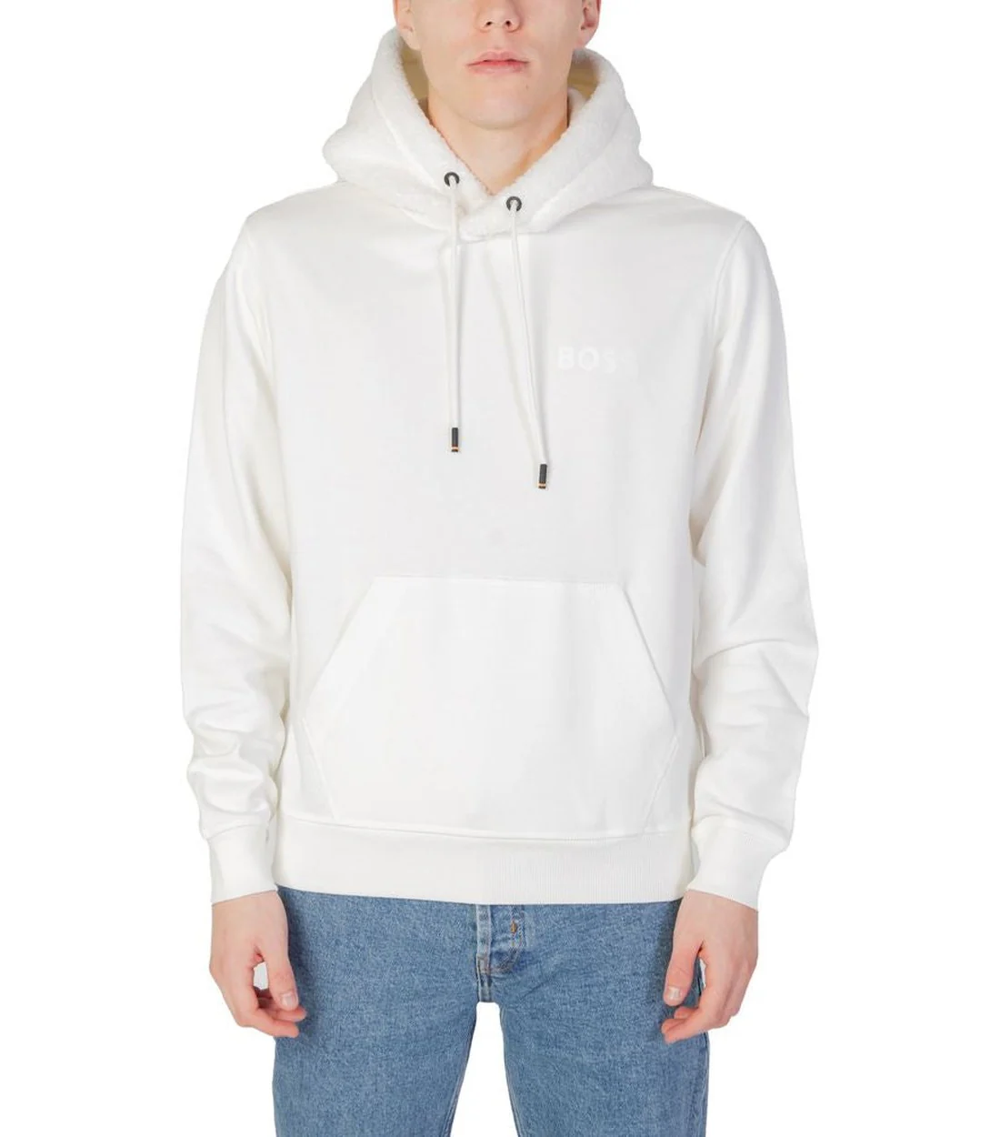 Hugo Boss Katoenen cream hoodie trui