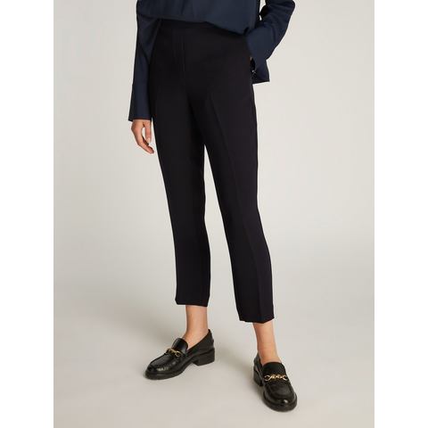 Tommy Hilfiger Geweven broek CREPE SLIM PULL ON PANT met metalen label, strijkvouwen