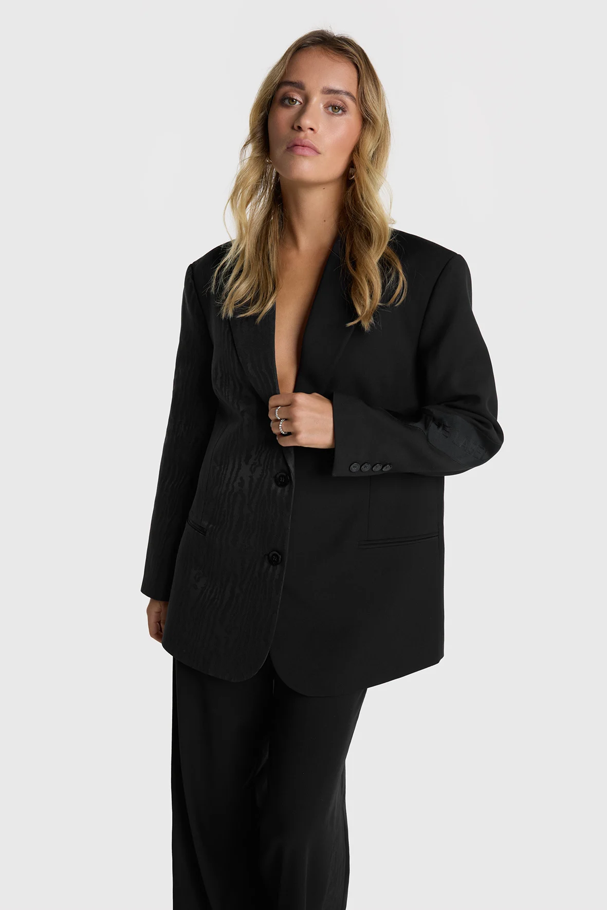 Alix The Label 2411437011 ladies woven jacquard granddad blazer