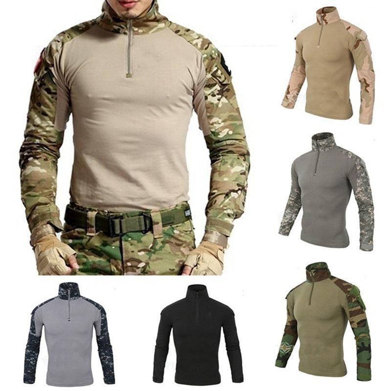 NH94YD Nieuwe Heren Leger Camouflage Tactische T-shirt Wolf Warriors Training Acu T-shirts Mannelijke Hunt Outdoor Lange Mouw Casual Tops M zwart