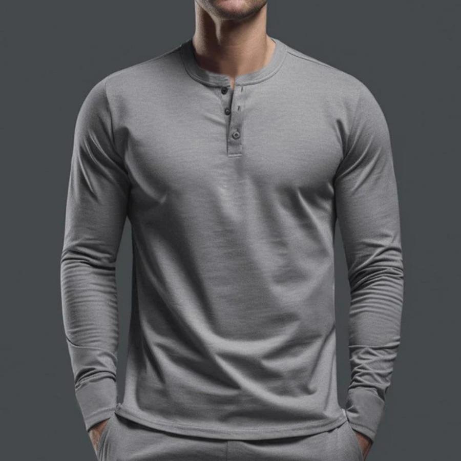 HerSight Lente Herfst Heren Henley Shirt Heren Poloshirts Casual Grijs Wit Man Base Shirts met lange mouwen M wit