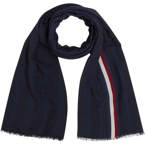 Tommy Hilfiger Sjaal ESSENTIAL FLAG SCARF transparante structuur, licht rafelig