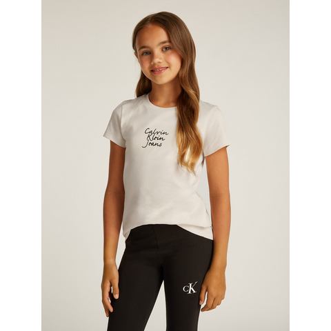 Calvin Klein Shirt met ronde hals HANDWRITING LOGO SS SLIM T-SHIRT voor kinderen tot 16 jaar met logo-opdruk