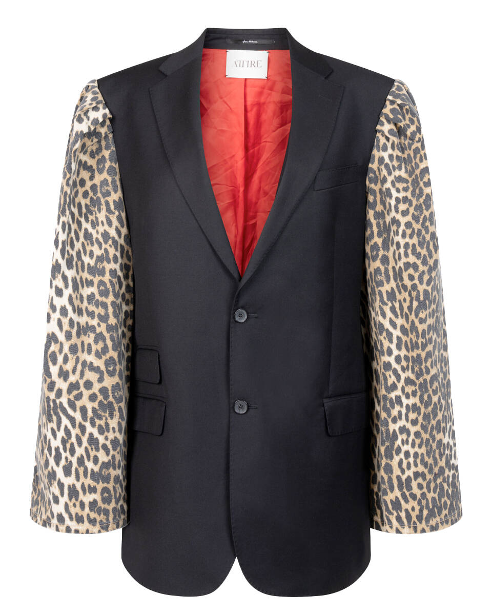 Attire Amsterdam Blazer blazer denim leopard