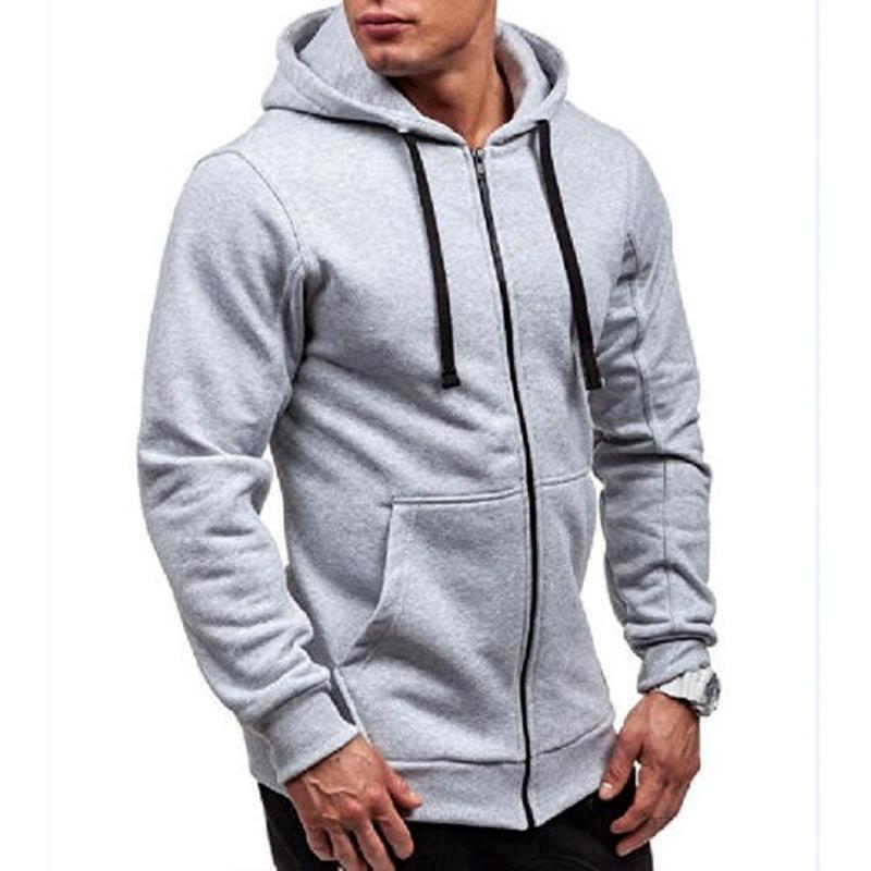 Adamm Herenjack met capuchon, slim fit, effen rits, hoodies, trui, tops, winter XL zwart